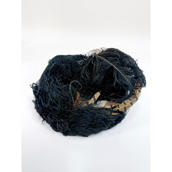 Vintage 30s 40s Tilt Hat Black Ostrich Feather Plume Tippy Topper Size 22 main image 4
